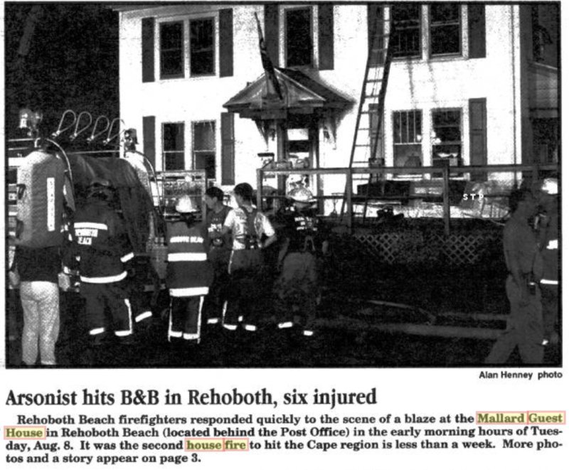 Alan Henney’s first photo to run in the Cape Gazette was after the Mallard Guest House burned in 1995.